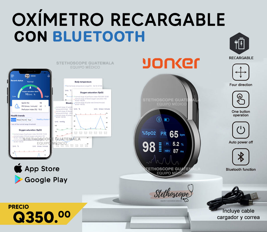Oxímetro de Pulso Recargable con Bluetooth