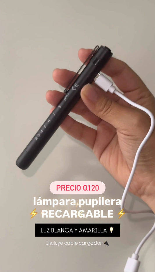 Lámpara pupilera recargable