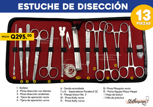 Estuche de disección 13 piezas