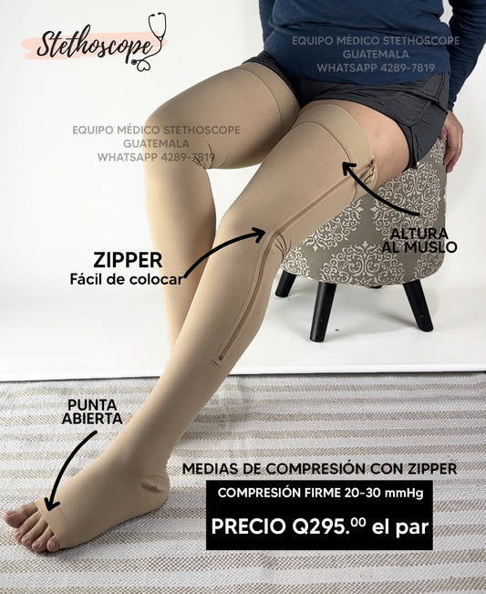 Medias de compresión con zipper