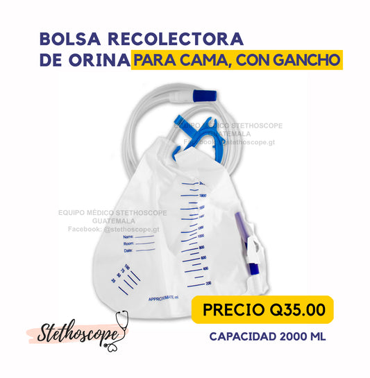 Bolsa recolectora orina p/cama c/gancho