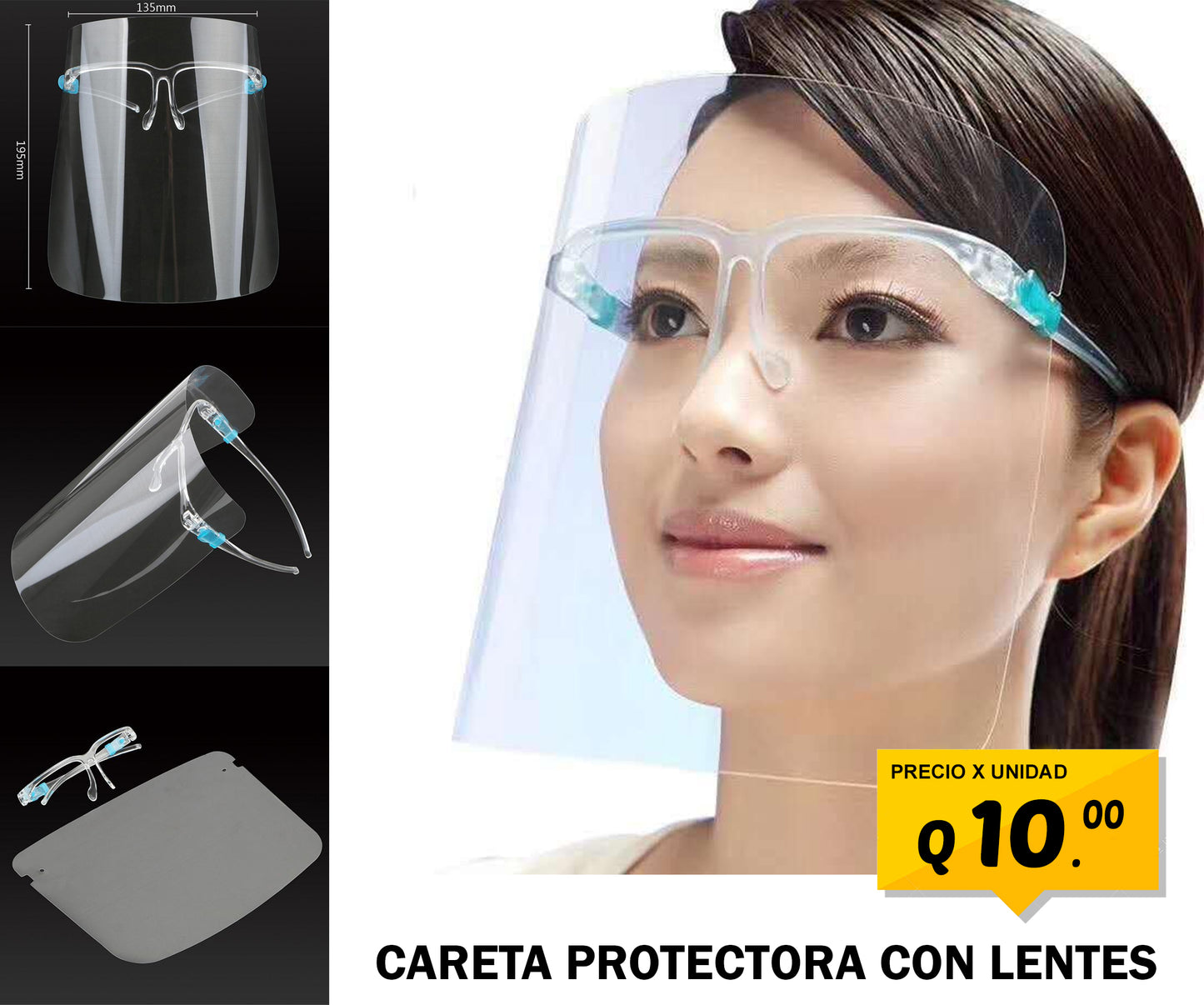 Careta protectora facial con lentes new arrivals