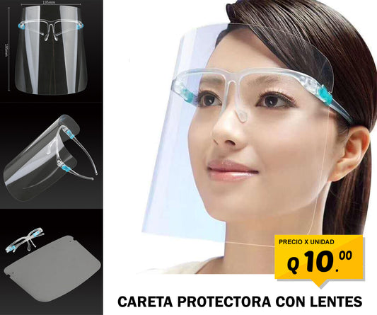 Careta de protección facial con lentes