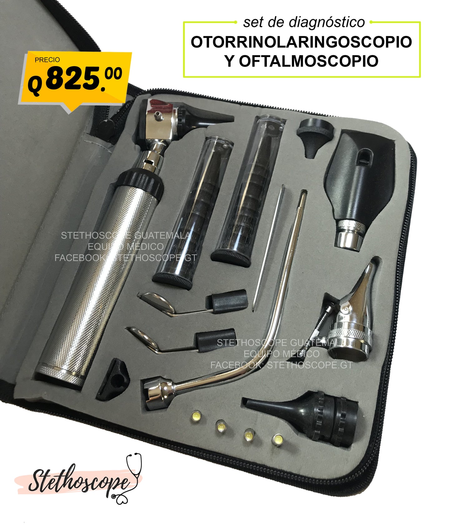 Set de otorrinolaringoscopio y oftalmoscopio