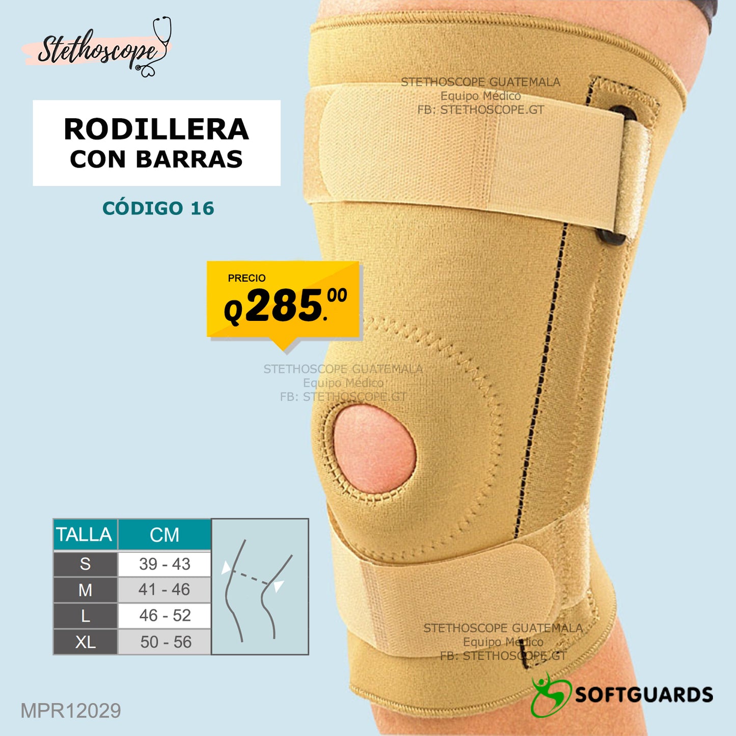 Rodillera de neopreno con BARRAS